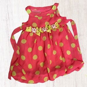 ⚡️5/$25 ⚡️Pink Polka dot with flowers 18 month dress